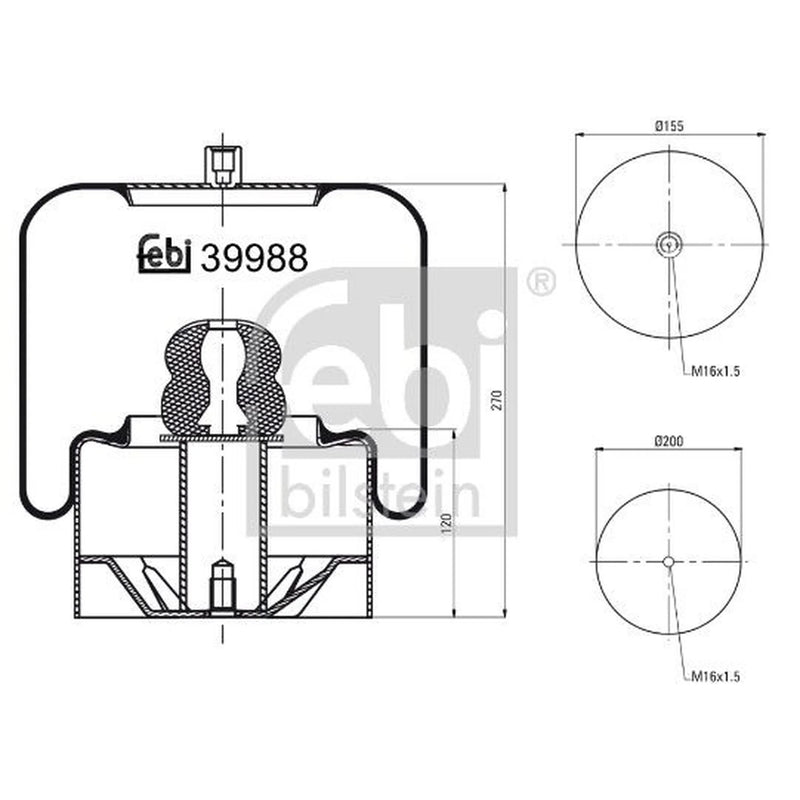 Febi Air Suspension Bellow 200mm 39988