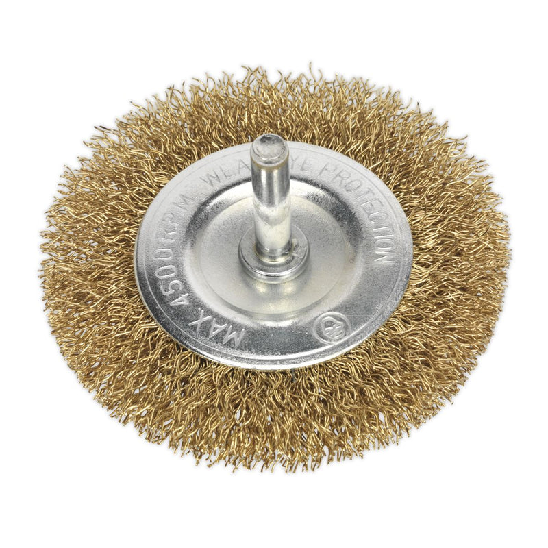 Sealey Flat Wire Brush75mm with 6mm Shaft SFB75 Sealey - Dynamic Drive