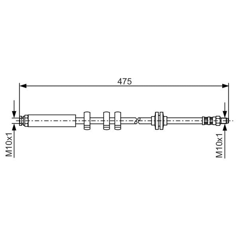 Bosch Brake Hydraulic Hose Line Front fits Fiat Seicento / 600 1997-2010 0.9 1.1