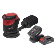 Sealey Cordless Orbital Palm Sander Kit125mm 20V SV20 Series 2 Batteries Sealey - Dynamic Drive
