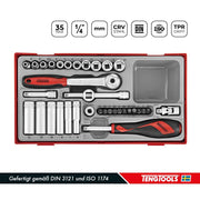 Teng Tools 1/4" Socket Set 6 pt TT1 35 Pieces Teng Tools - Dynamic Drive