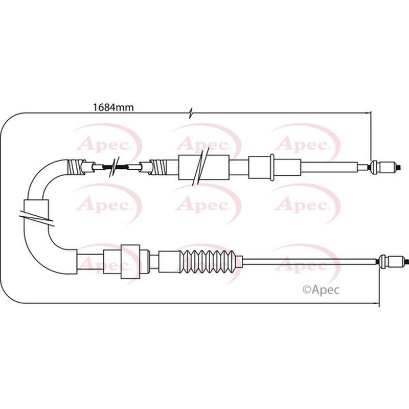 Apec Handbrake Cable Left Rear fits Audi A3 1996-2003 1.6 1.8 1.9