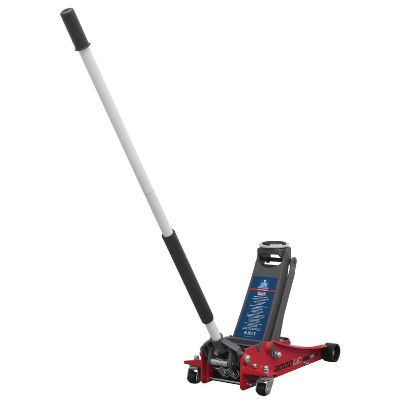 Sealey Low Profile Trolley Jack with Rocket Lift 3 Tonne - Red 3000LE Sealey - Dynamic Drive