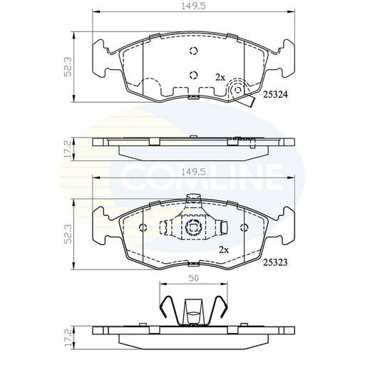 Comline 4 x Front Brake Pad Set fits Chrysler Ypsilon 2011-2018 0.9 1.3