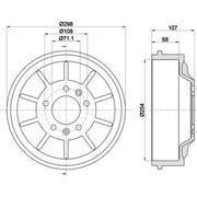 Mintex Brake Drum Assembly Rear fits Citroën Dispatch II 2007-2016 1.6