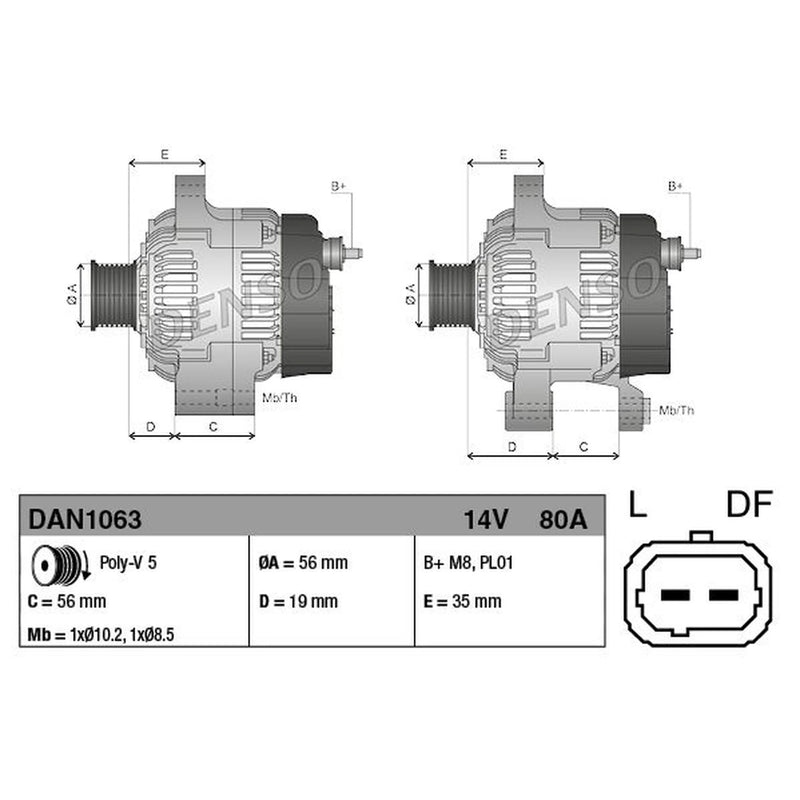 Denso Car Alternator 12V DAN1063