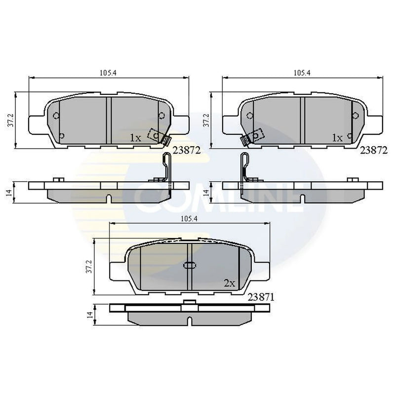 Comline Front & Rear Pads fits Nissan X-Trail I 2001-2013 2.0 2.2 2.5