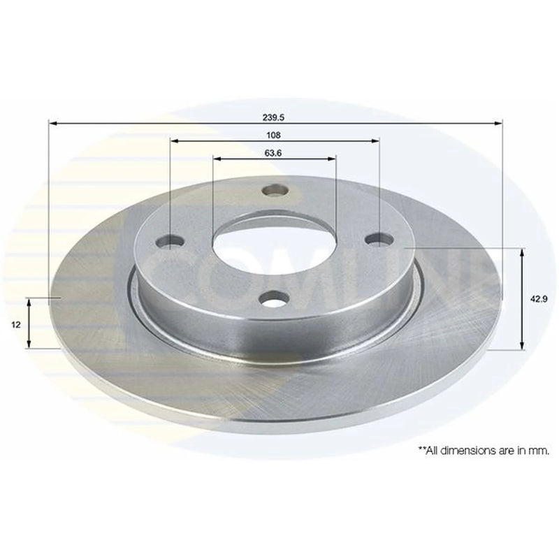 Comline 2 x Solid Front Brake Discs ADC0436-x2
