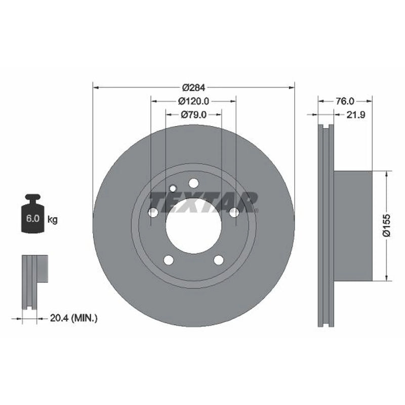 Textar 2 x Internally Vented Brake Discs 92022300