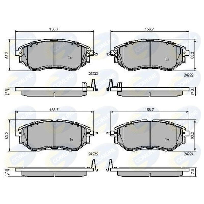 Comline 4 x Front Brake Pad Set fits Subaru Forester 2013 on 2.0