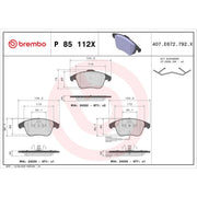 Brembo 4 x Front Brake Pad Set fits Audi Q3 2011-2018 1.4 2.0 2.5