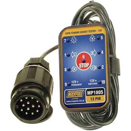 Maypole 13 Pin Caravan Towing 12V Vehicles Towbar Socket Tester Cable 3.5 m