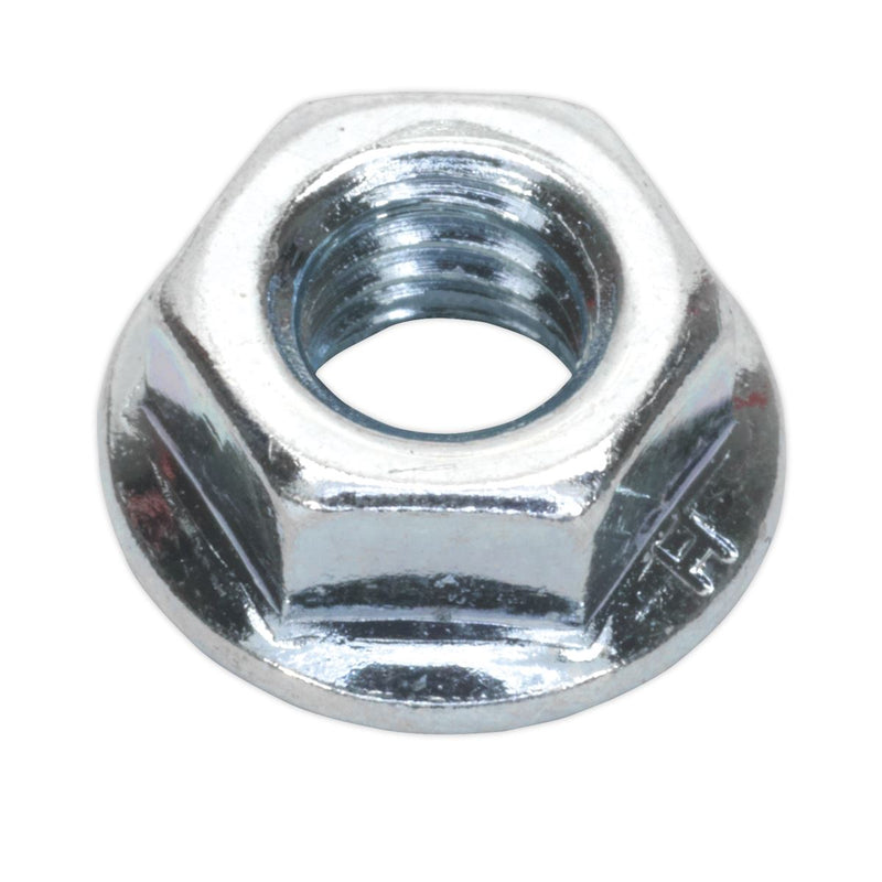 Sealey Flange Nut Serrated M6 Zinc Pack of 100 FN6 Sealey - Dynamic Drive