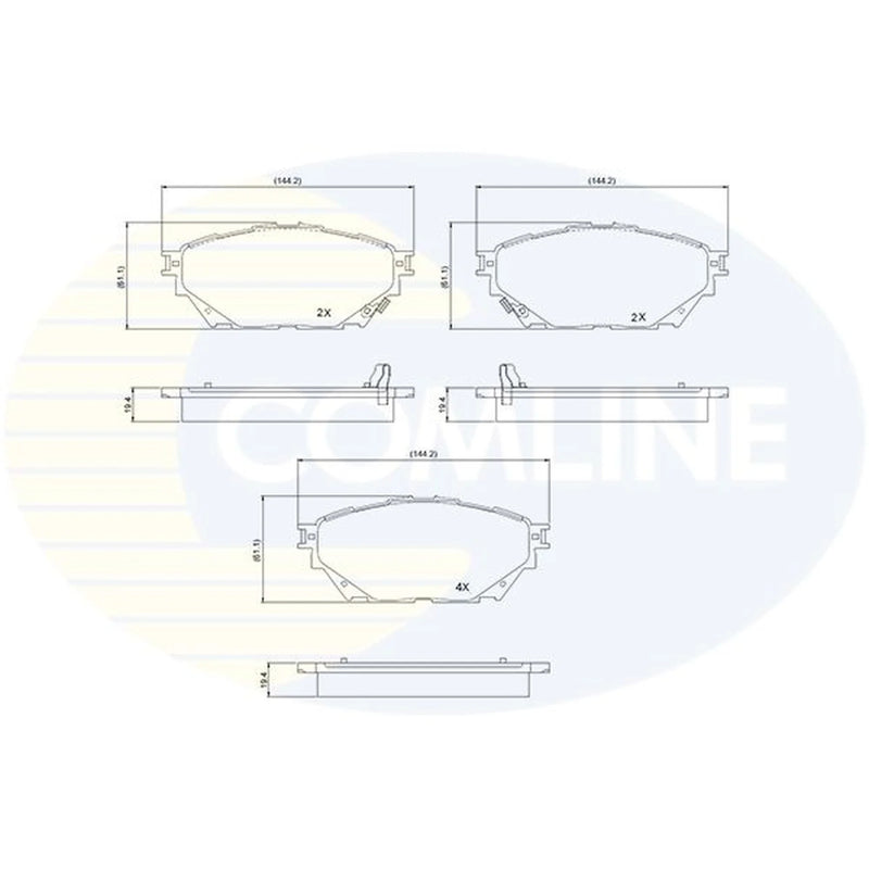 Comline 8 x Front Brake Pad Set fits Mitsubishi Canter VI 1995-2005