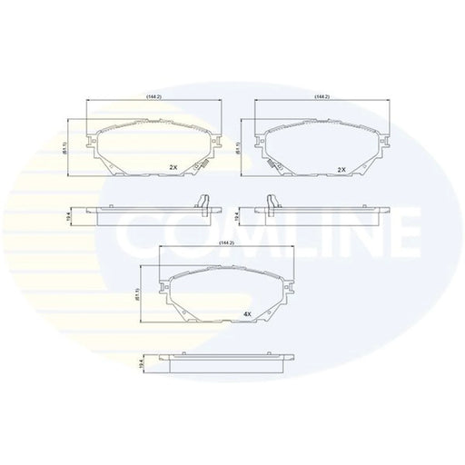 Comline 8 x Front Brake Pad Set fits Mitsubishi Canter VI 1995-2005