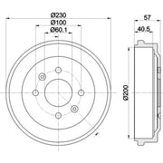 Mintex Brake Drum Assembly Rear fits Opel Karl 2015-2019 1.0