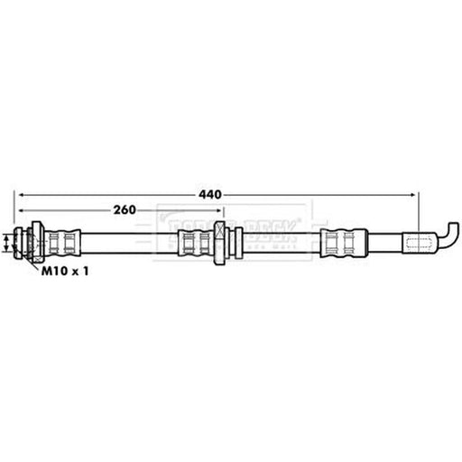 Borg & Beck Brake Hydraulic Hose Line Front Right BBH7081