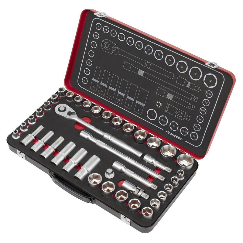 Premier Platinum Metric/Imperial Socket Set 1/2"Sq Drive 40pc Sealey Premier Platinum - Dynamic Drive