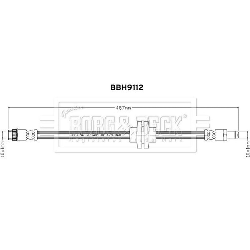 Borg & Beck Brake Hydraulic Hose Line Front Right BBH9112