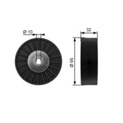 Gates V-Ribbed Belt Deflection/Guide Pulley Upper T36135