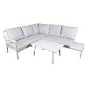 Dellonda Kyoto White 3 Piece Outdoor Garden Corner Sofa & Coffee Table Set Dellonda  - Dynamic Drive