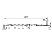 Bosch Handbrake Cable Left Rear fits Daewoo Lanos 1997 on 1.3 1.5 1.6