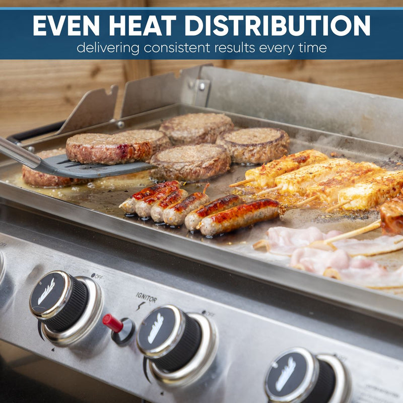 Dellonda 4 Burner Stainless Steel Portable Gas Plancha with Warming Rack 10kW Dellonda - Dynamic Drive