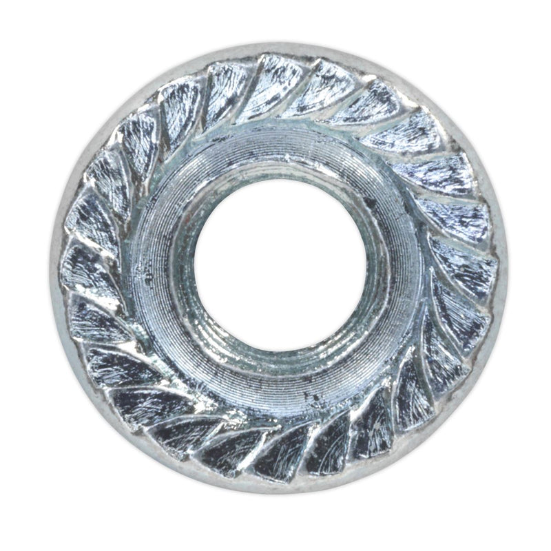 Sealey Flange Nut Serrated M6 Zinc Pack of 100 FN6 Sealey - Dynamic Drive