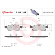 Brembo 4 x Front Brake Pad Set fits Mercedes-Benz Gl-Class 2012-2015