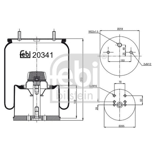 Febi Air Suspension Bellow 200mm 20341