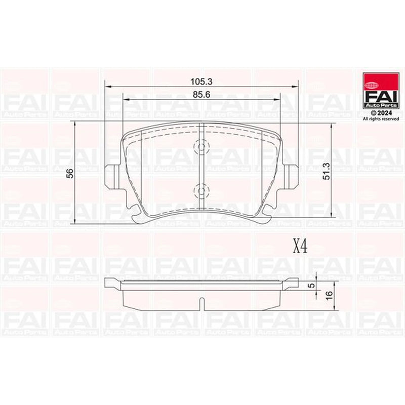 FAI Rear Brake Solid Discs & Pads fits Audi A6 C6 2004-2011 2.0 2.4 2.7 2.8 3.0