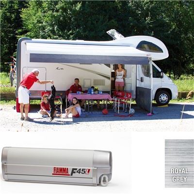 Fiamma F45 L Winch Awning Wind Out 500cm Titanium Case Royal Grey Fabric Fiamma  - Dynamic Drive