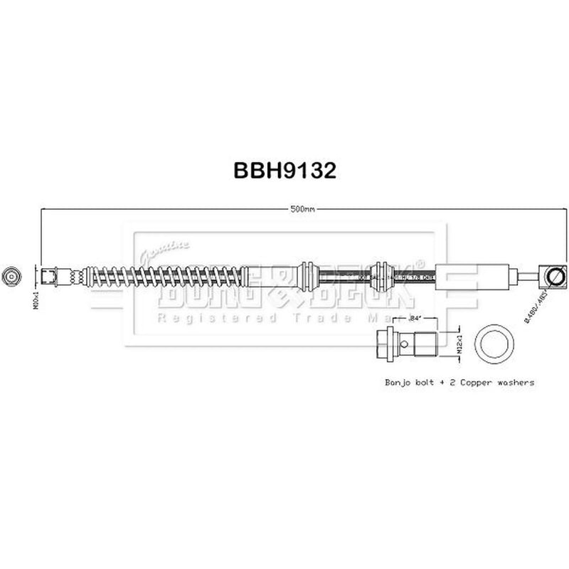 Borg & Beck Brake Hydraulic Hose Line Rear Right BBH9132