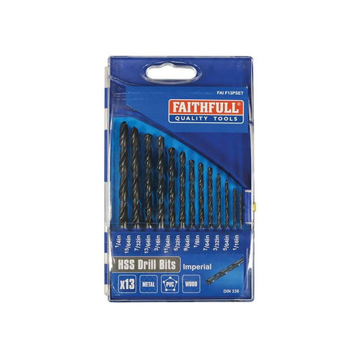 Faithfull HSS Drill Bit Set of 13 1/16-1/4 x 1/64 Faithfull - Dynamic Drive