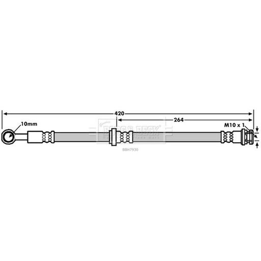 Borg & Beck Brake Hydraulic Hose Line Front Right BBH7930