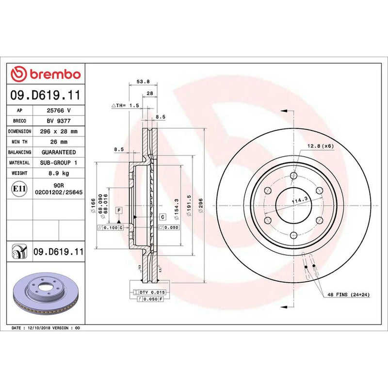 Brembo Front Brake Discs & Pads fits Nissan Navara NP300 Pickup 2014 on 2.5