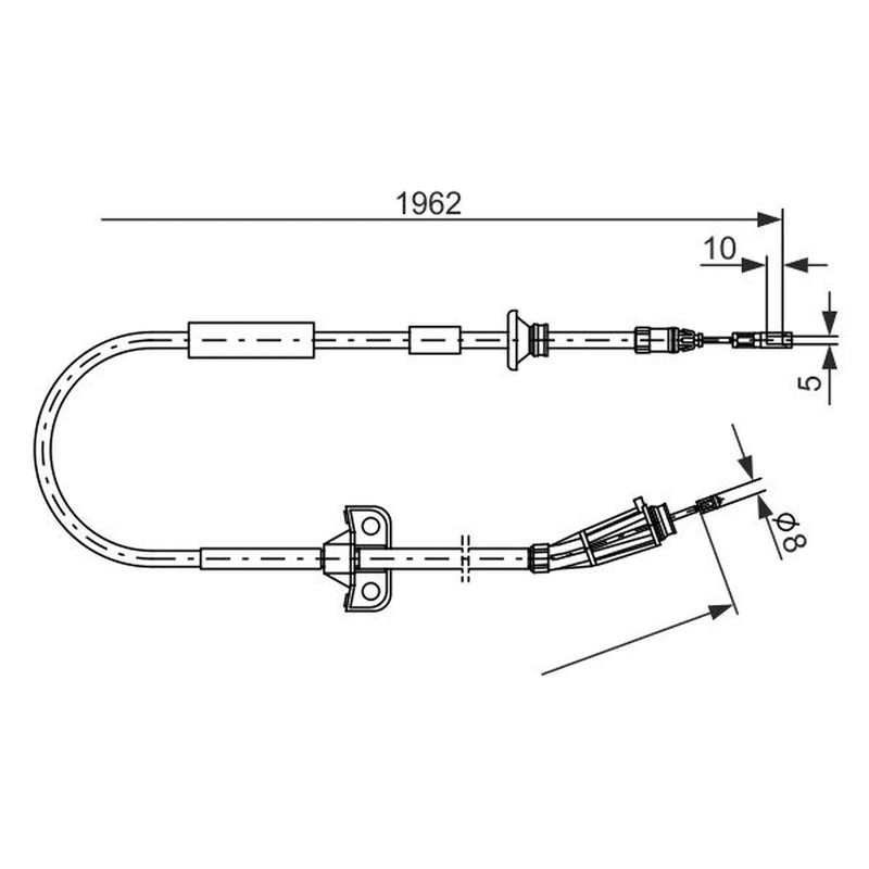 Bosch Handbrake Cable Right Rear fits Volvo V70 1999-2008 2.0 2.3 2.4 2.5