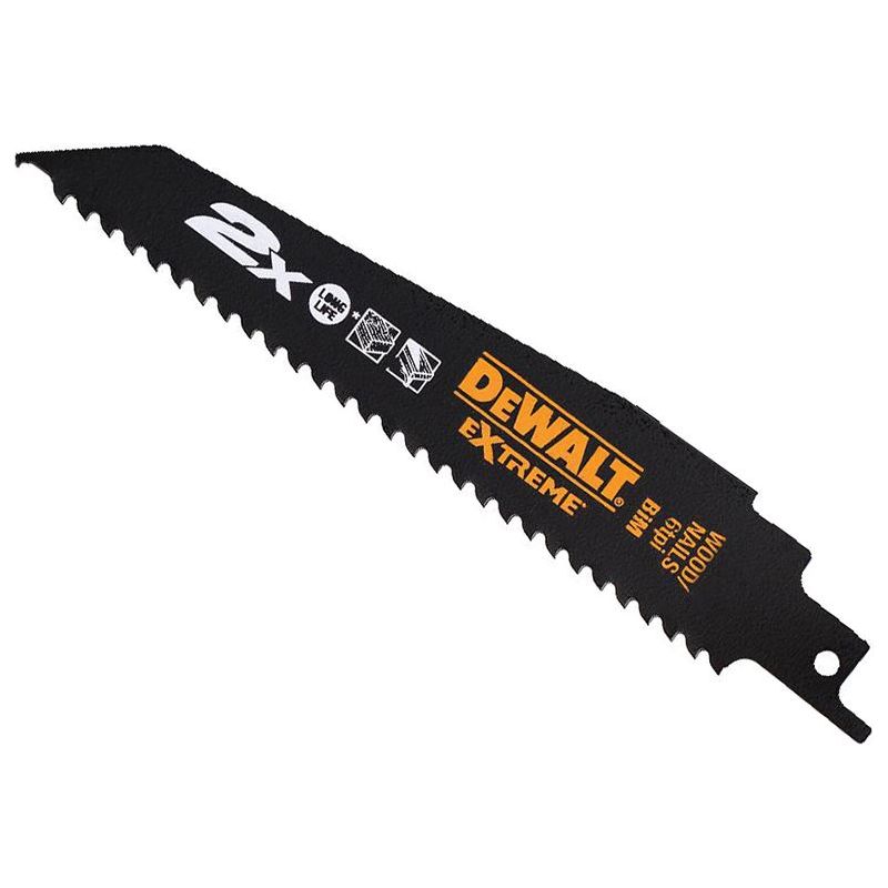 Dewalt Power Tools 2X Life Wood & Nail Reciprocating Blade 152mm x 6 TPI Pack of 5 DeWALT Power Tools - Dynamic Drive