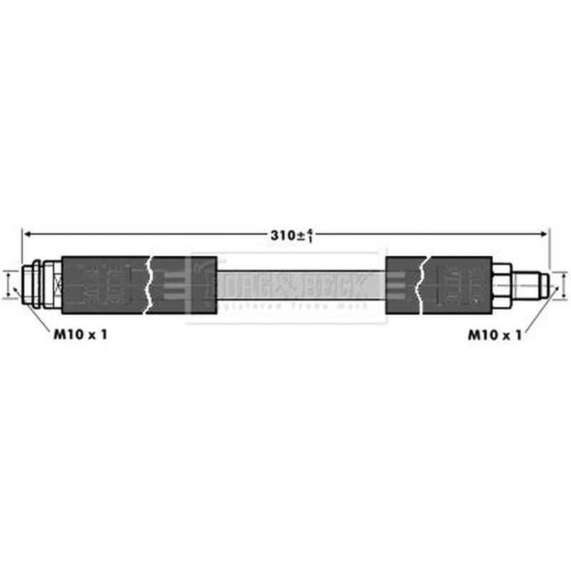 Borg & Beck Brake Hydraulic Hose Line Front Right BBH6810