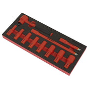 Premier Insulated Socket Set with Tool Tray 3/8"Sq Drive 11pc - VDE Approved Sealey Premier - Dynamic Drive