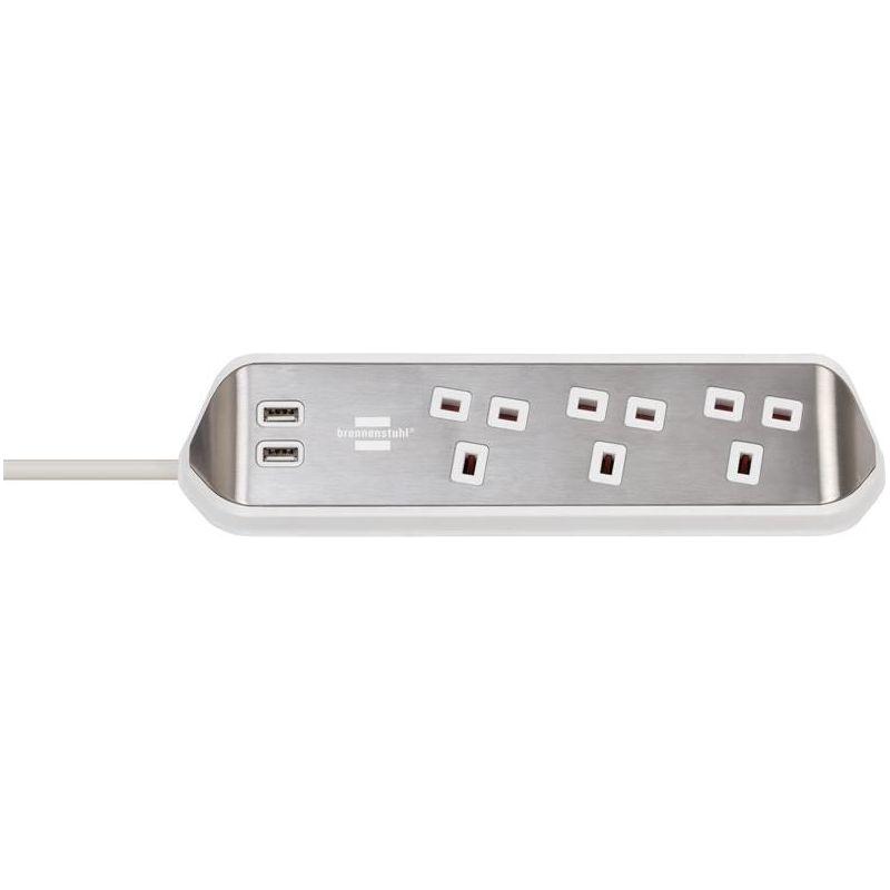 Brennenstuhl estilo Corner Extension Lead 240V 3-Gang 13A White 2m Brennenstuhl - NN4 Online