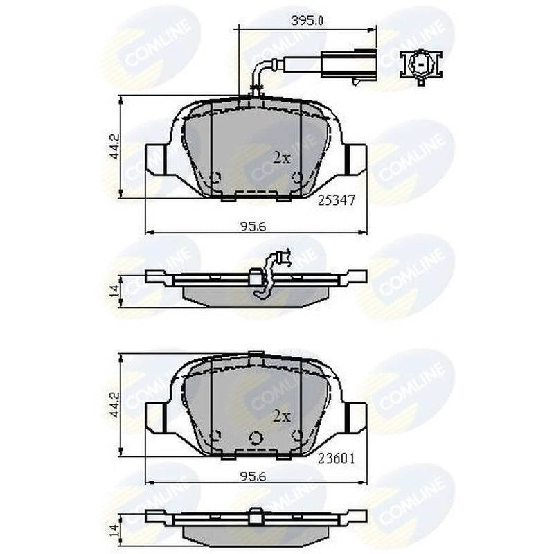 Comline 4 x Rear Brake Pad Set fits Abarth 500 / 595 / 695 2008 on 1.4