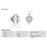 Bosch Car Alternator 12V 0 986 041 530