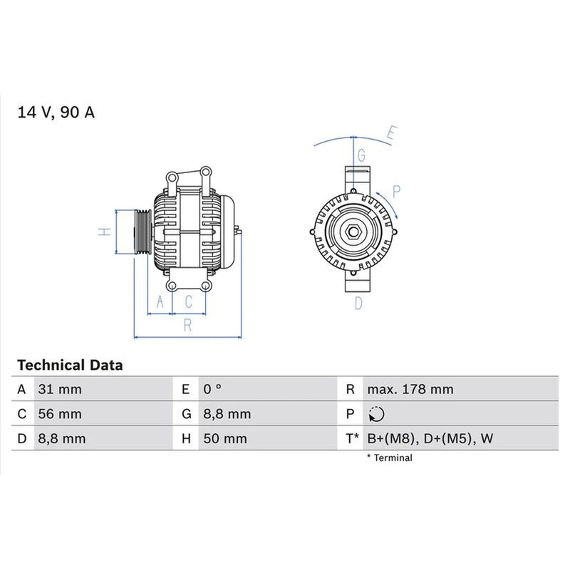 Bosch Car Alternator 12V 0 986 041 530
