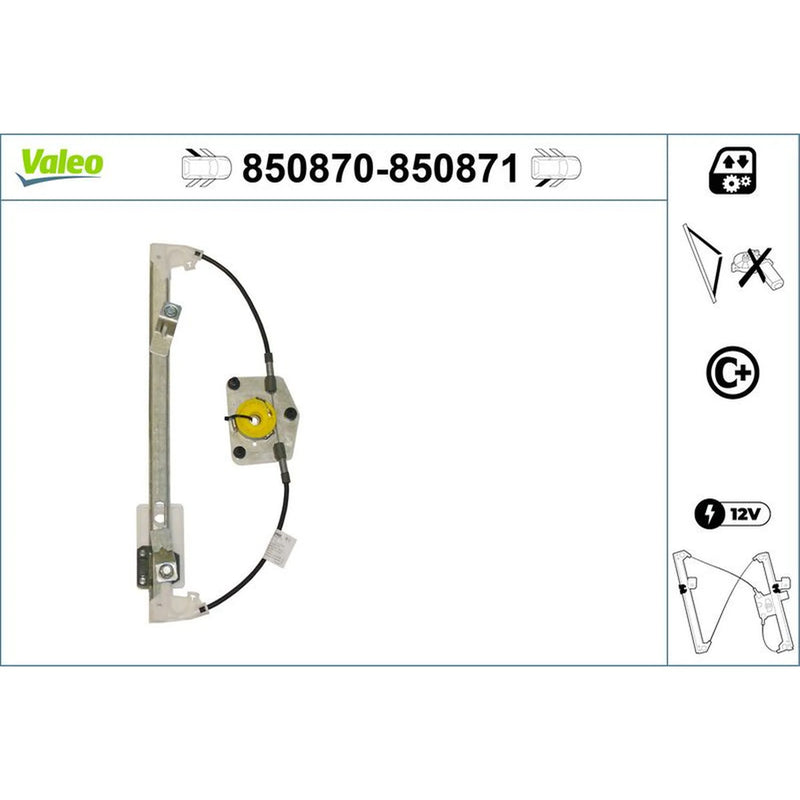 Valeo Electric Window Regulator Lifter Right Rear 850871