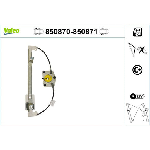 Valeo Electric Window Regulator Lifter Left Rear 850870