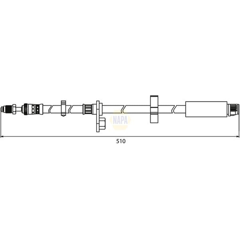 NAPA Brake Hydraulic Hose Line Front fits Citroën Dispatch II 2007-2016 1.6 2.0