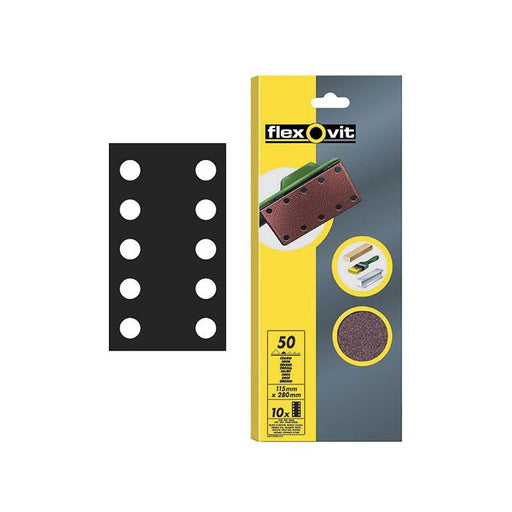 Flexovit 1/2 Sanding Sheets Perforated Medium 80 Grit (Pack 10) Flexovit - Dynamic Drive