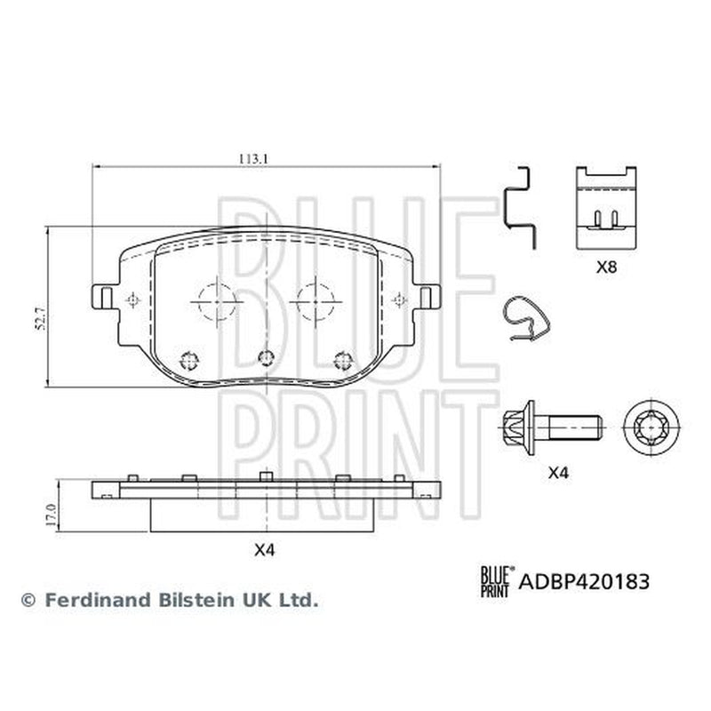 Blue Print Rear Brake Pad Set fits Citroën Dispatch III 2020 on