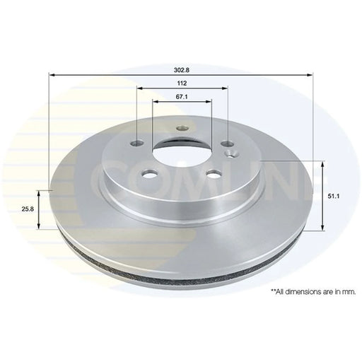 Comline 2 x Internally Vented Brake Discs fits Mercedes-Benz M-Class 1998-2005